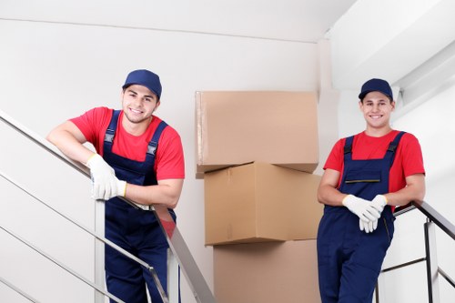 Professional movers preparing a London home relocation