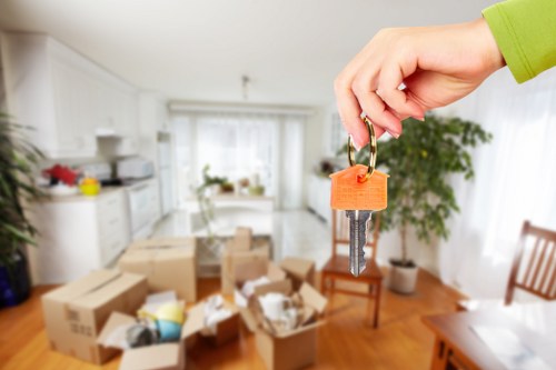 Local packing team working in a London property with access challenges