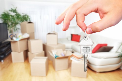 Moving team using eco-friendly packing and recycling materials in London