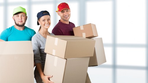 Carefully wrapped household items ready for moving in London
