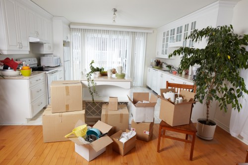 Office removal equipment in a London commercial building