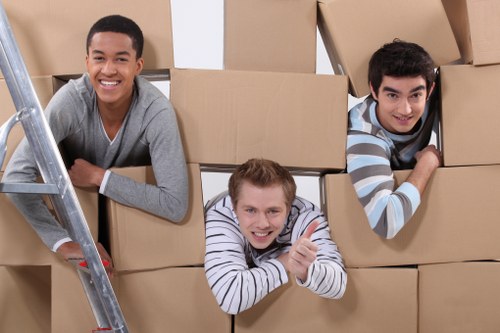 Removal crew handling goods with care during a move