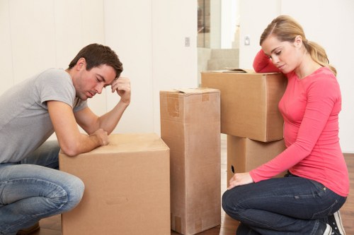 Packed boxes and furniture for a local London removal