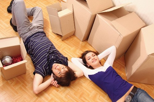 Commercial office relocation items being loaded for transport in London