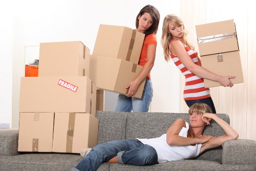 Bulky household furniture ready for pick-up in a London flat