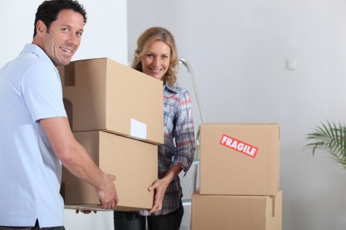 Packed boxes and household items ready for a London move